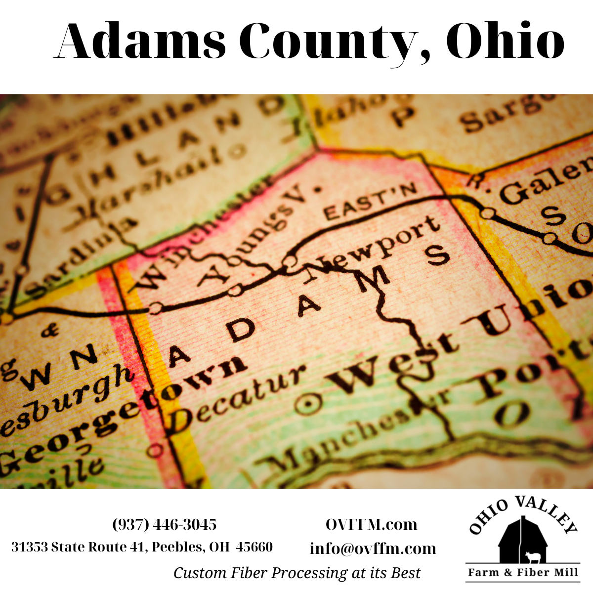 There's so much to do, see, and eat in Adams County Ohio besides visit with us at the Ohio Valley Farm and Fiber Mill.