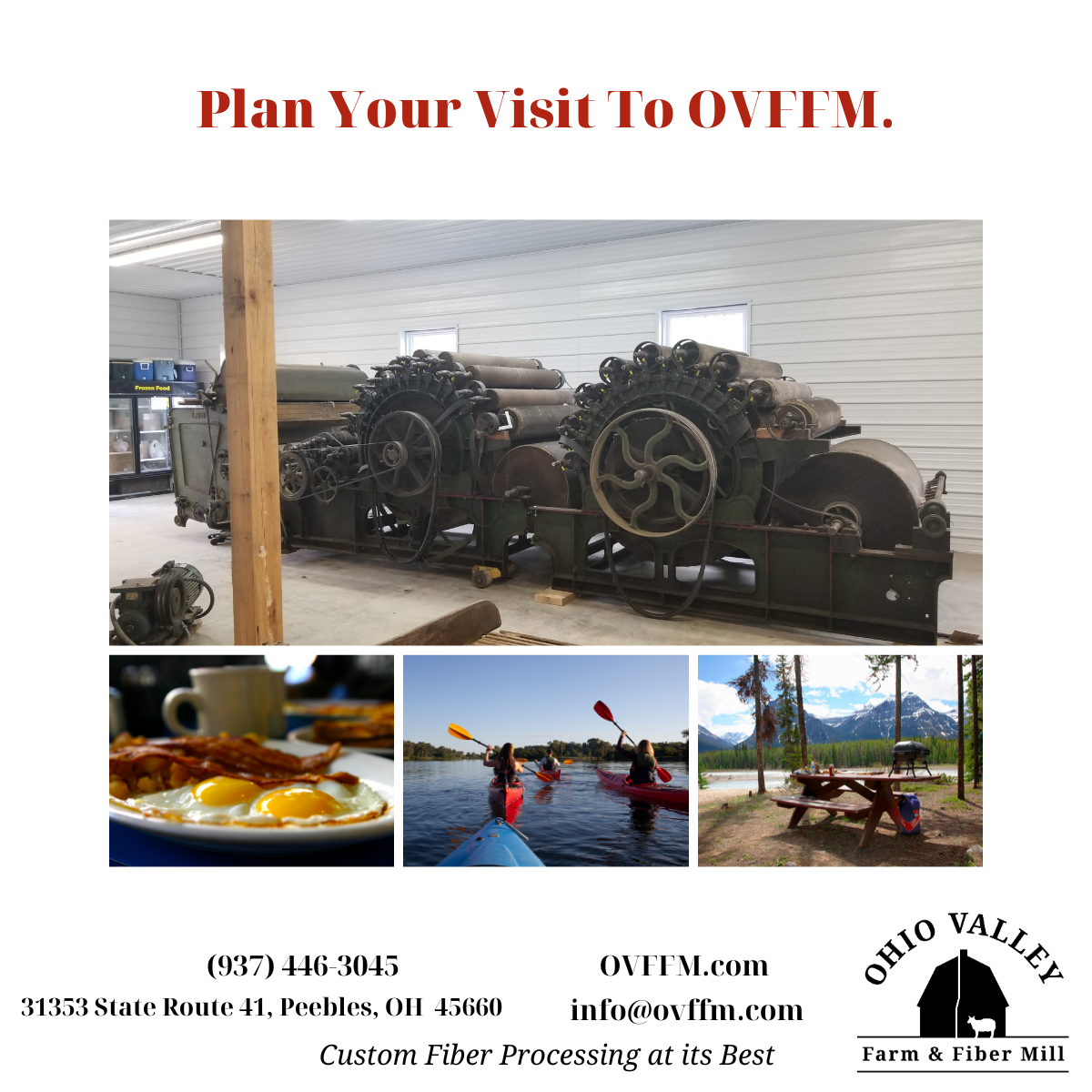 Plan a trip to Ohio Valley Farm and Fiber Mill to drop off your natural fiber for fiber processing with our antique milling equipment located in Adams County,, Ohio